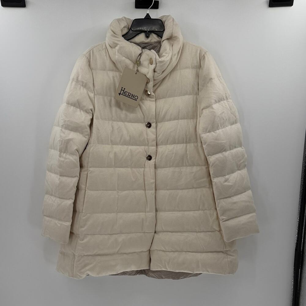 Herno Women's Piumino Donna Medio/Half Coat - Cream - 48 - New with tags